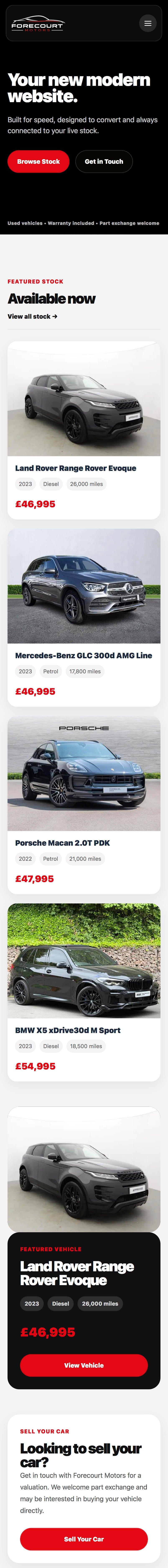 Forecourt Motors Modern website theme